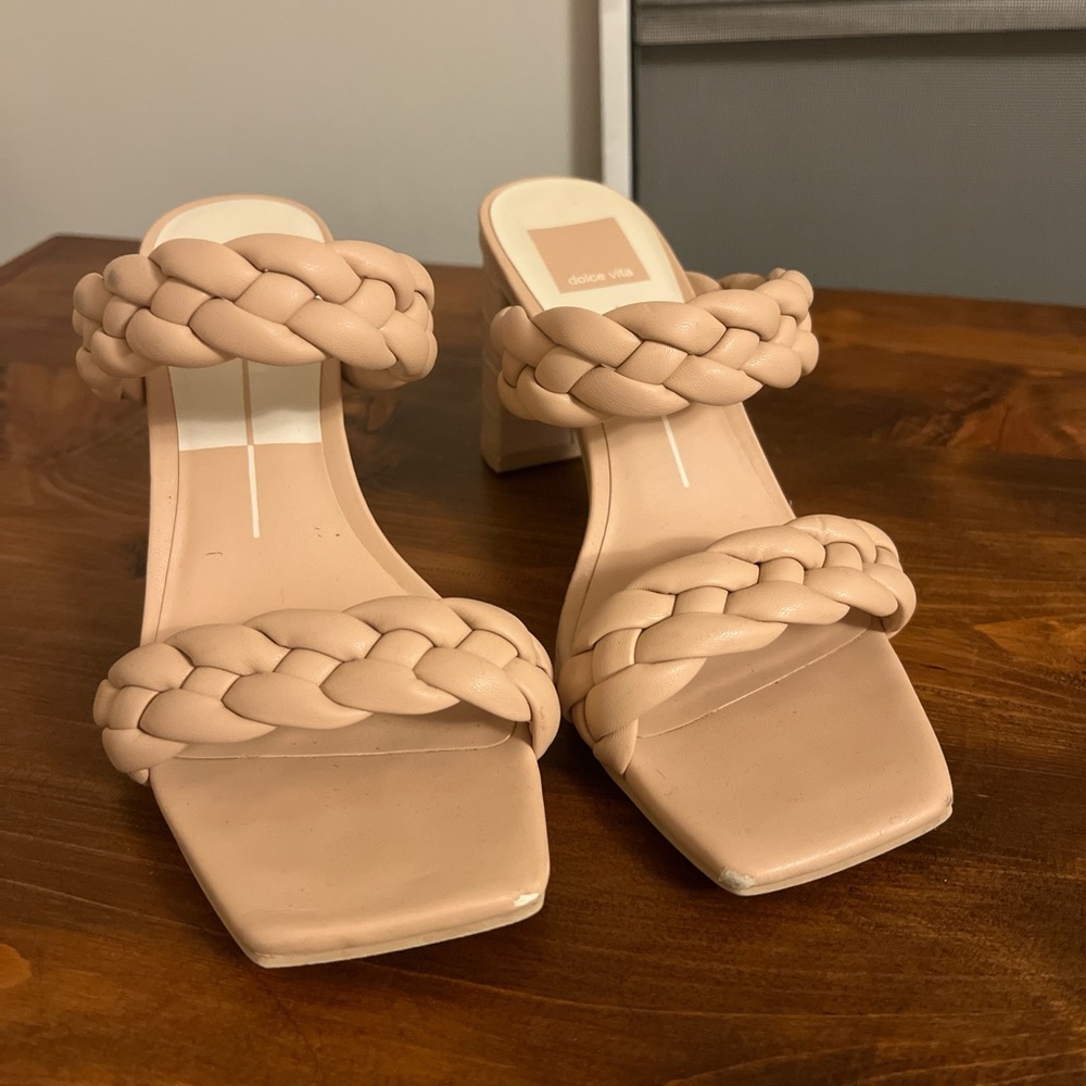 Dolce Vita Braided Strap Beige Heels